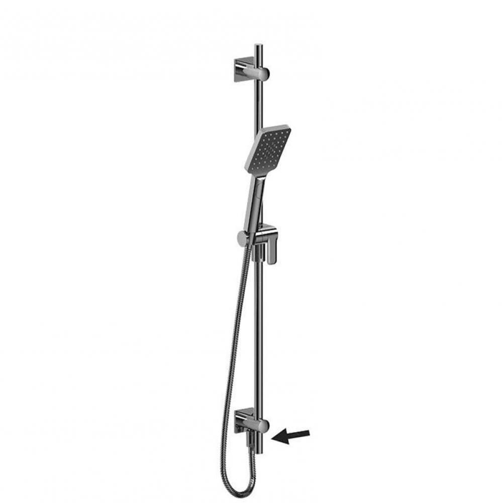 Hand shower rail with built-in elbow supply