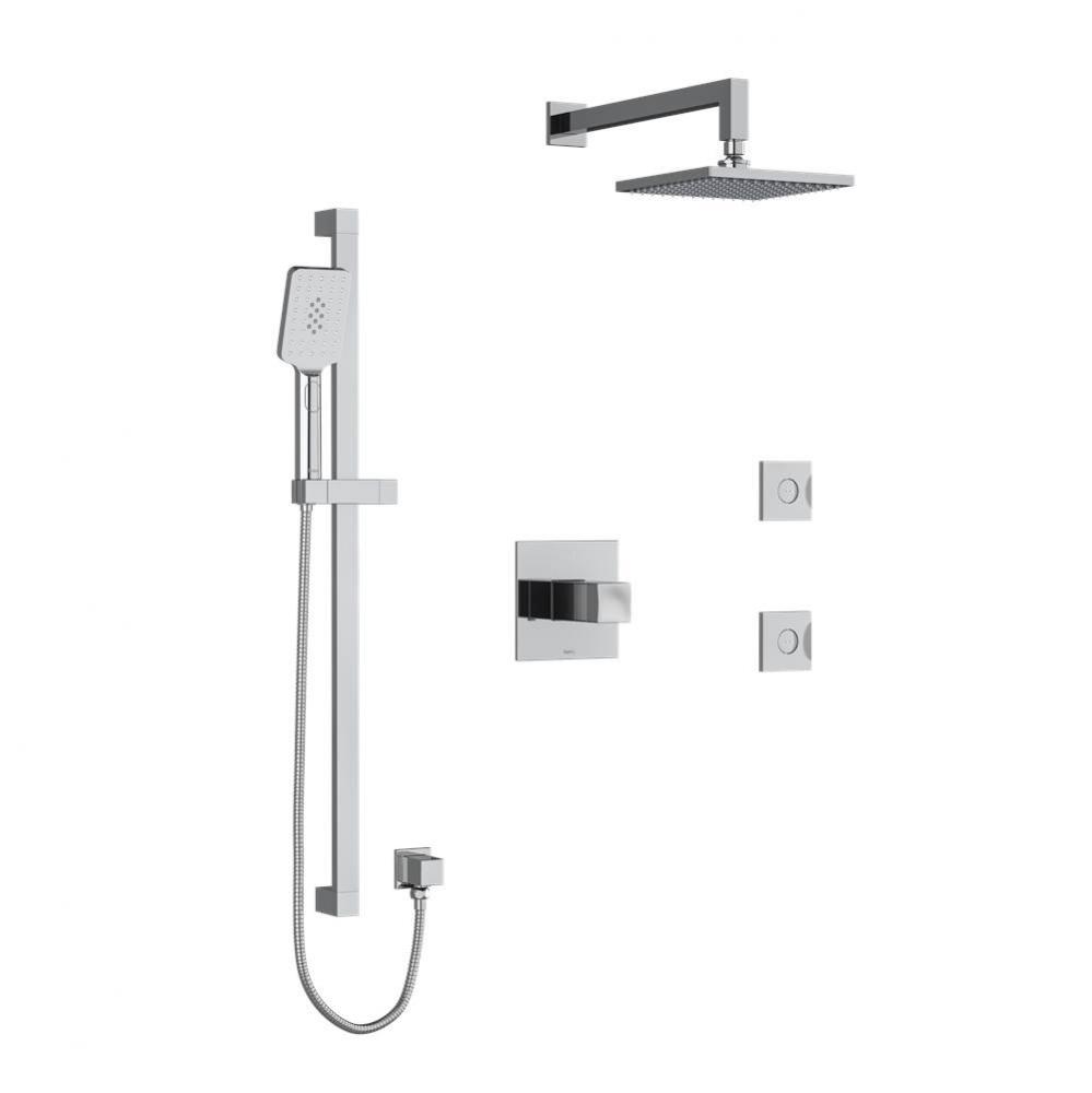 Type T/P (thermostatic/pressure balance) 1/2'' coaxial 3-way system, hand shower rail, e