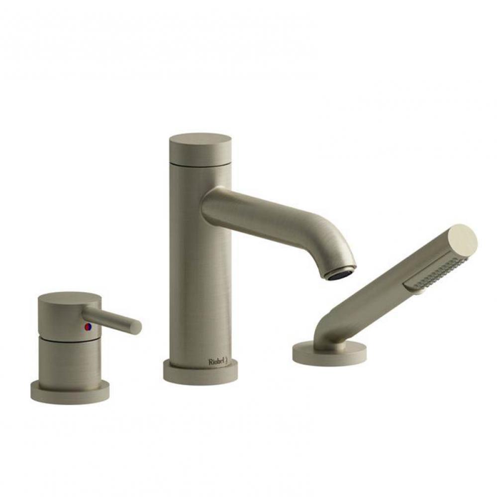 3-piece deck-mount tub filler with hand shower trim