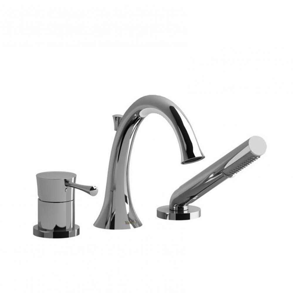 3-piece deck-mount tub filler with hand shower