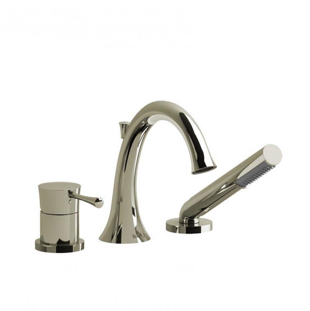 3-piece deck-mount tub filler with hand shower trim