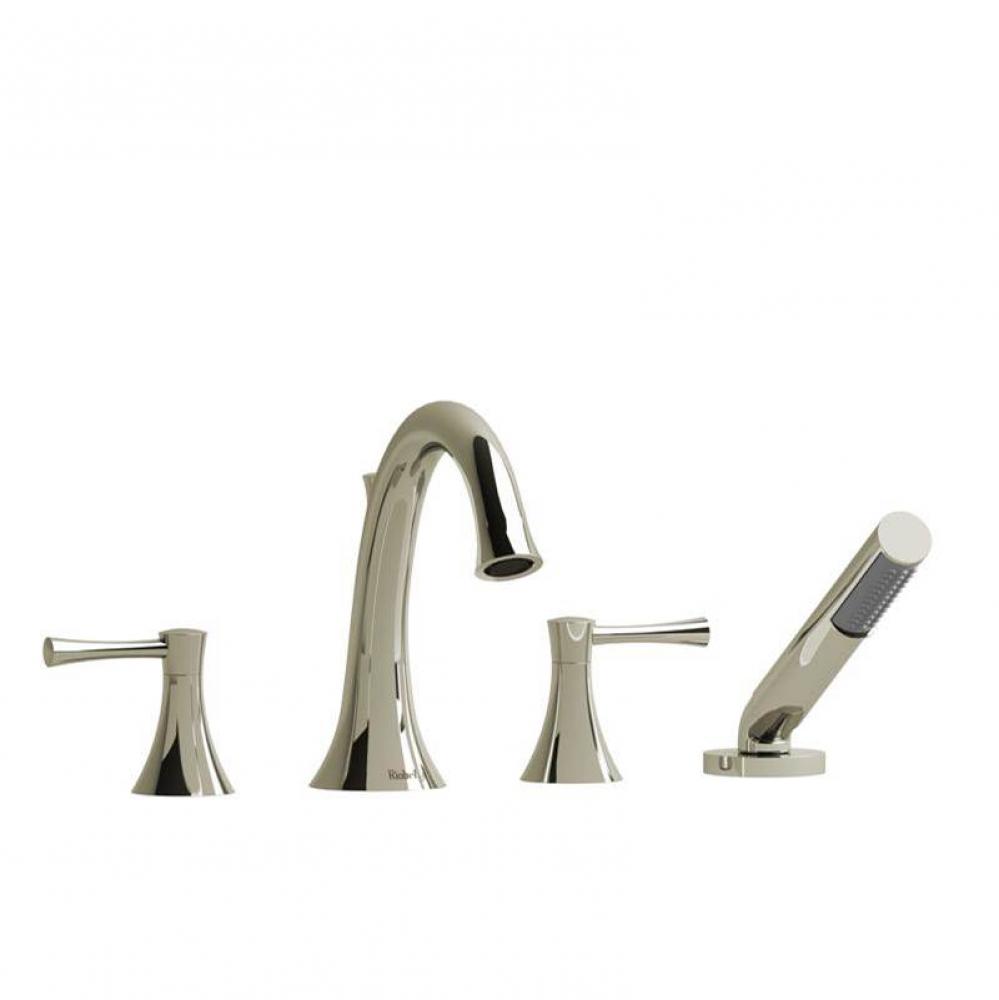 4-piece deck-mount tub filler with hand shower