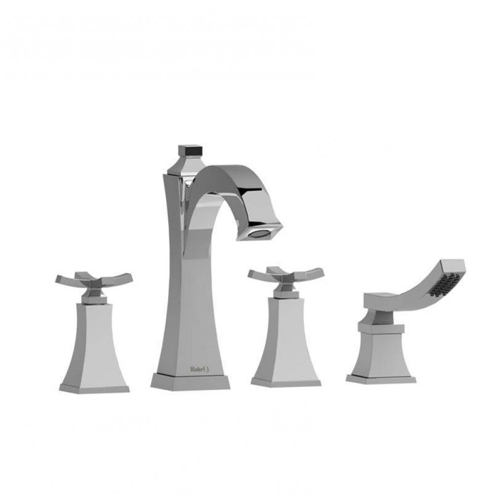 4-piece deck-mount tub filler with hand shower