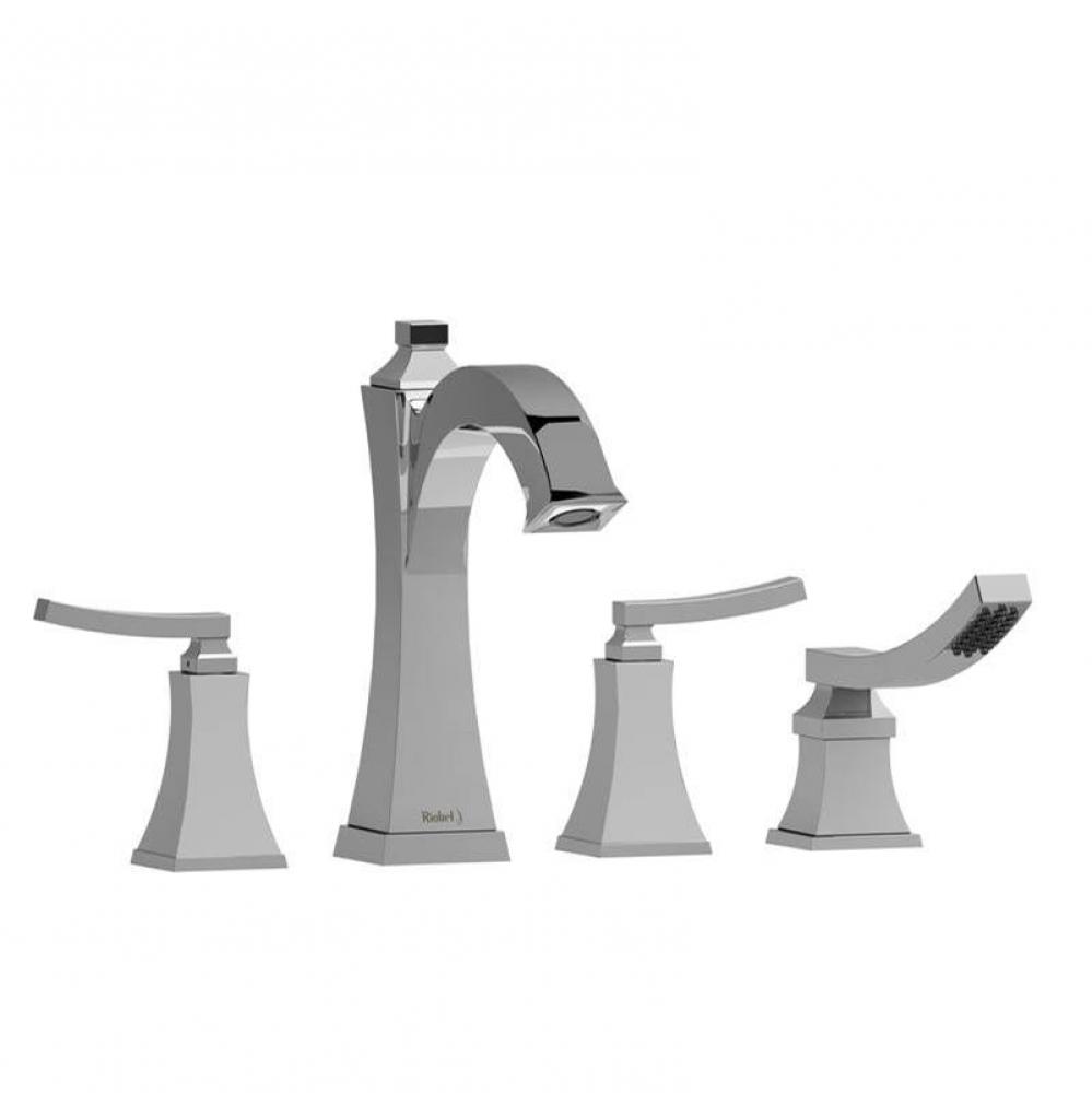 4-piece deck-mount tub filler with hand shower