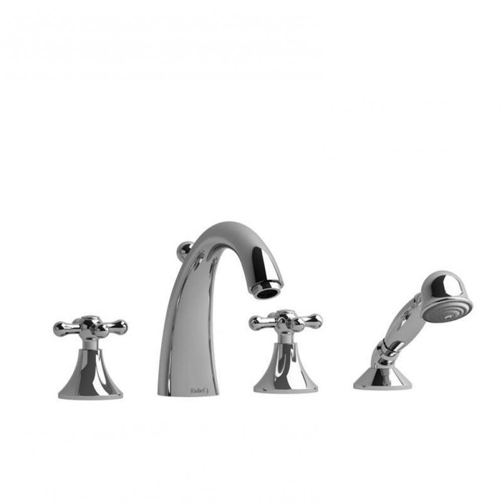 4-piece deck-mount tub filler with hand shower