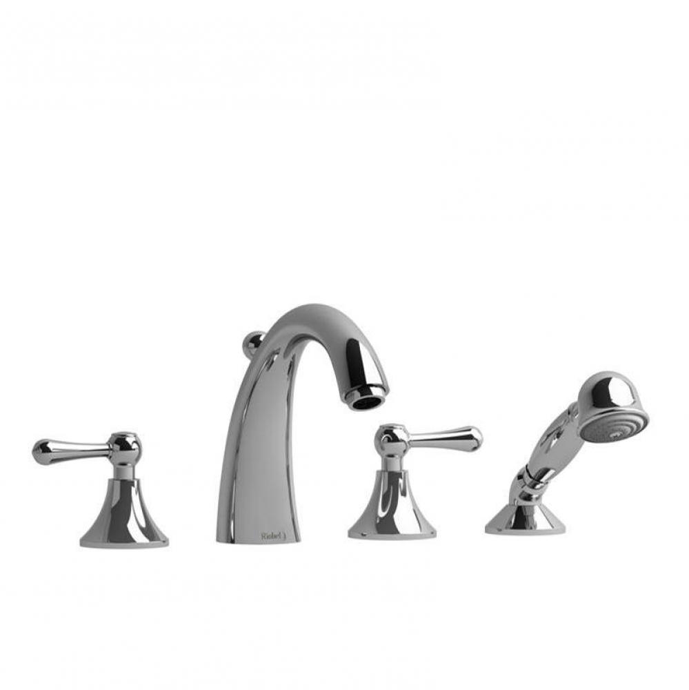 4-piece deck-mount tub filler with hand shower