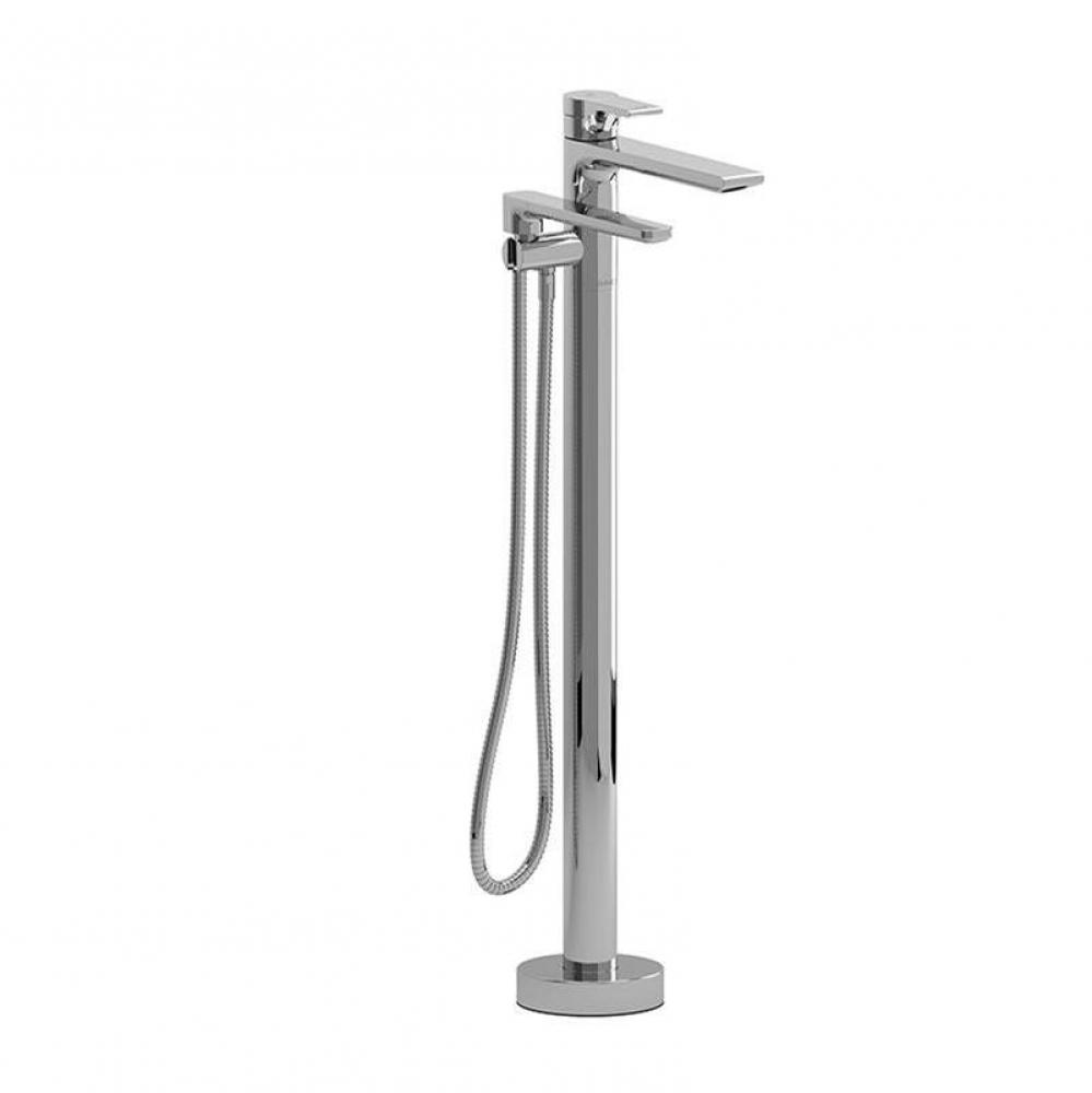 2-way Type T (thermostatic) coaxial floor-mount tub filler with hand shower trim