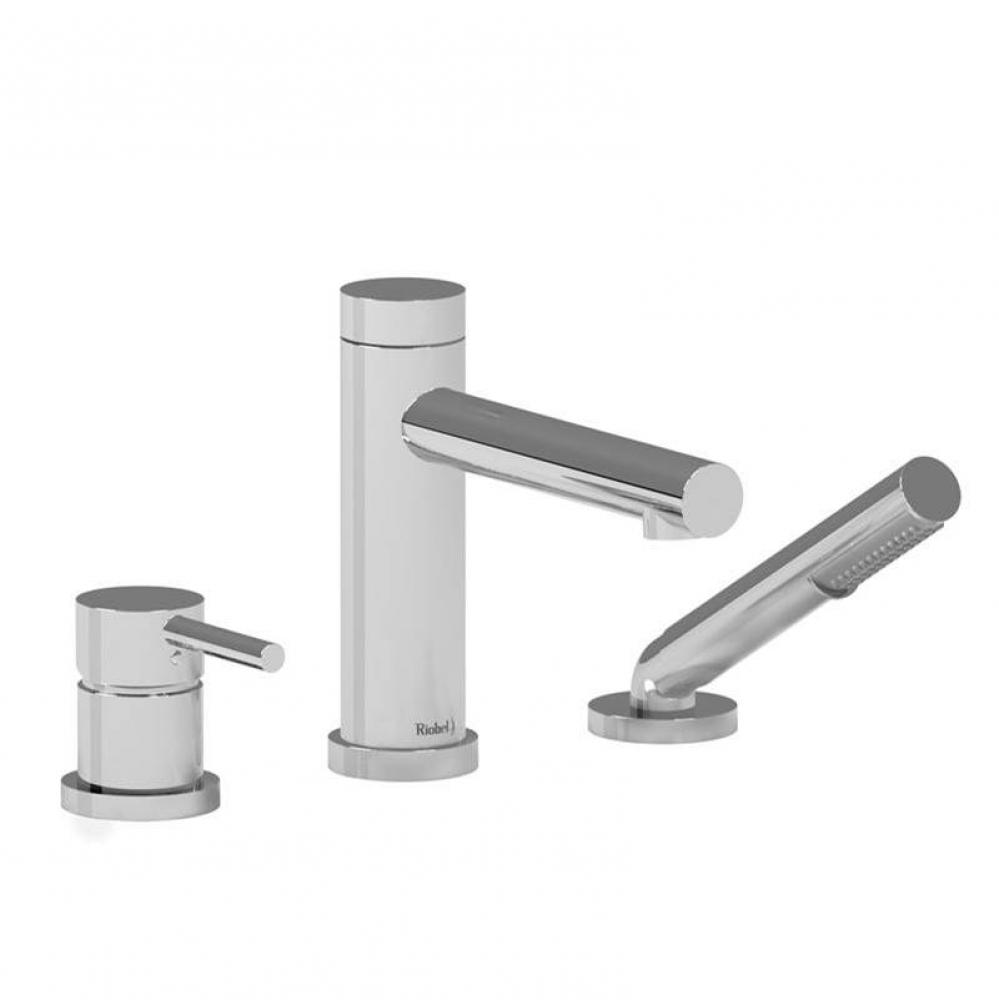 3-piece deck-mount tub filler with hand shower trim