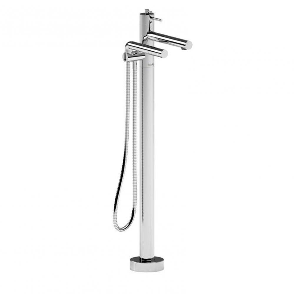 2-way Type T (thermostatic) coaxial floor-mount tub filler with hand shower trim