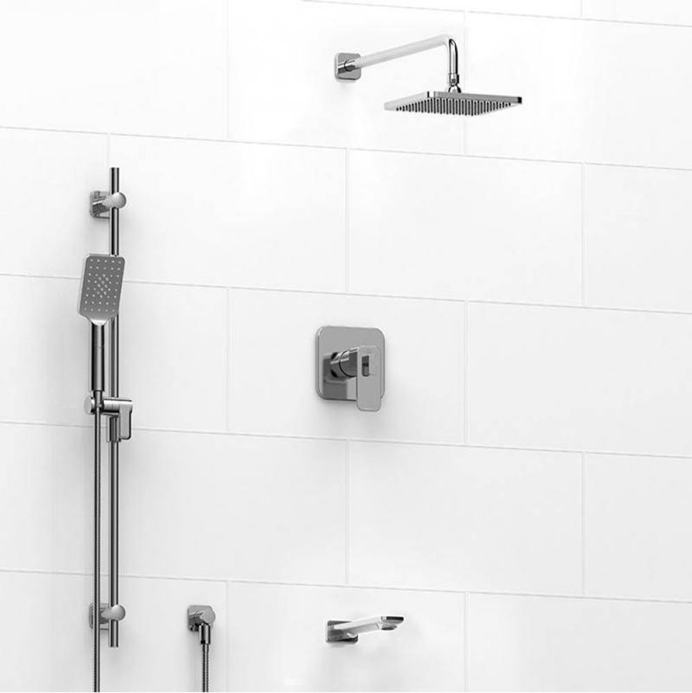 Type T/P (thermostatic/pressure balance) 1/2'' coaxial 3-way system with hand shower rai