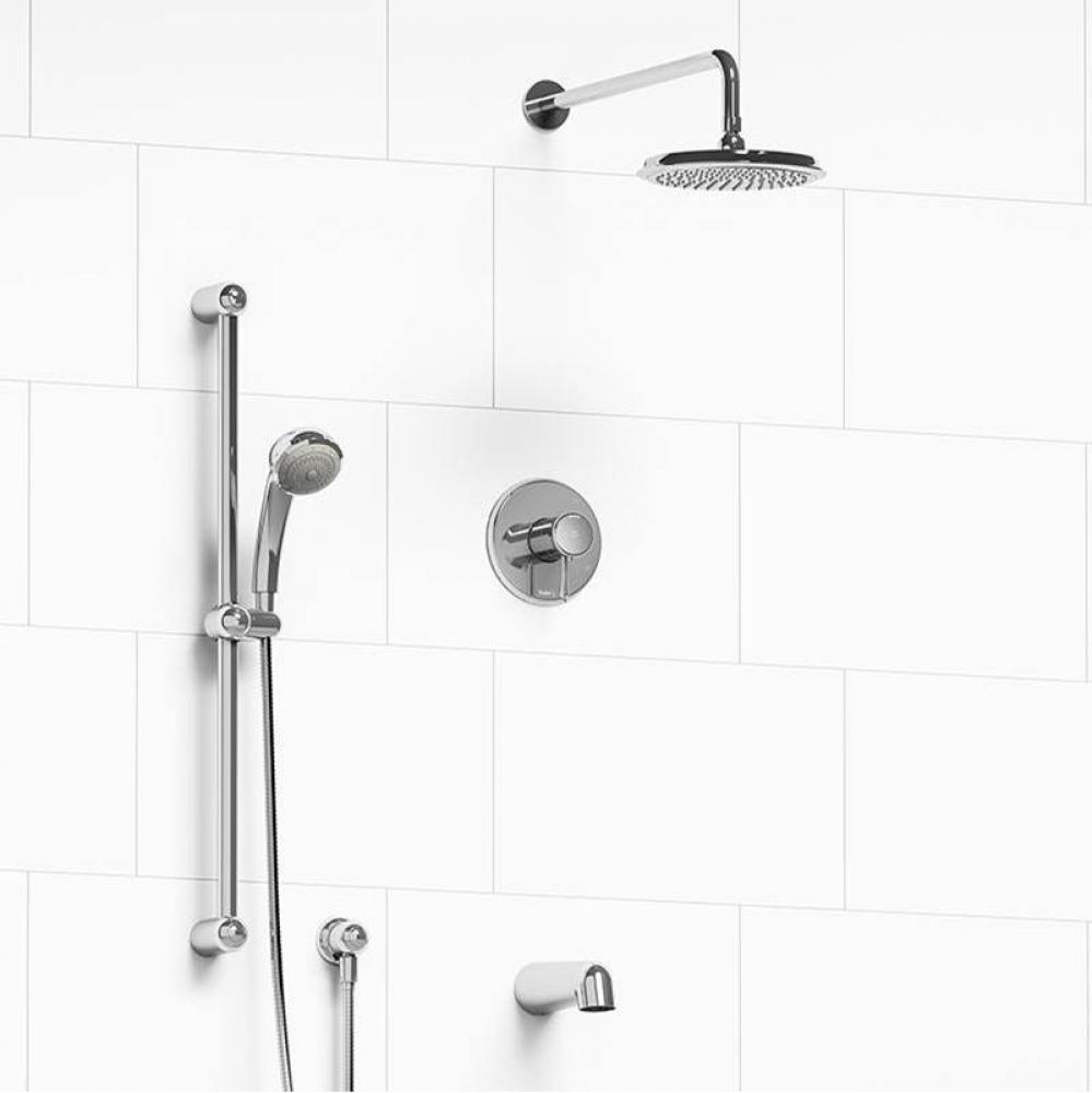 Type T/P (thermostatic/pressure balance) 1/2'' coaxial 3-way system with hand shower rai