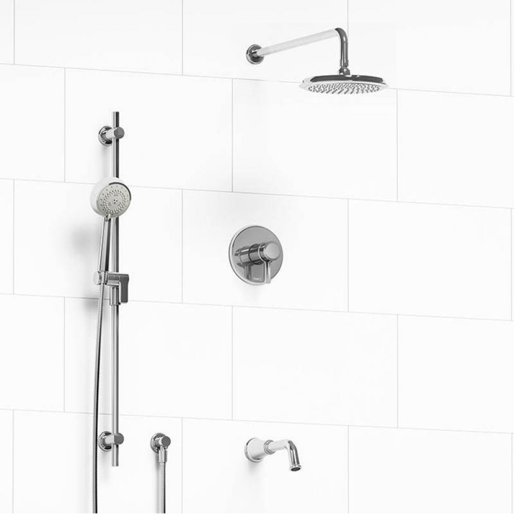 Type T/P (thermostatic/pressure balance) 1/2'' coaxial 3-way system with hand shower rai