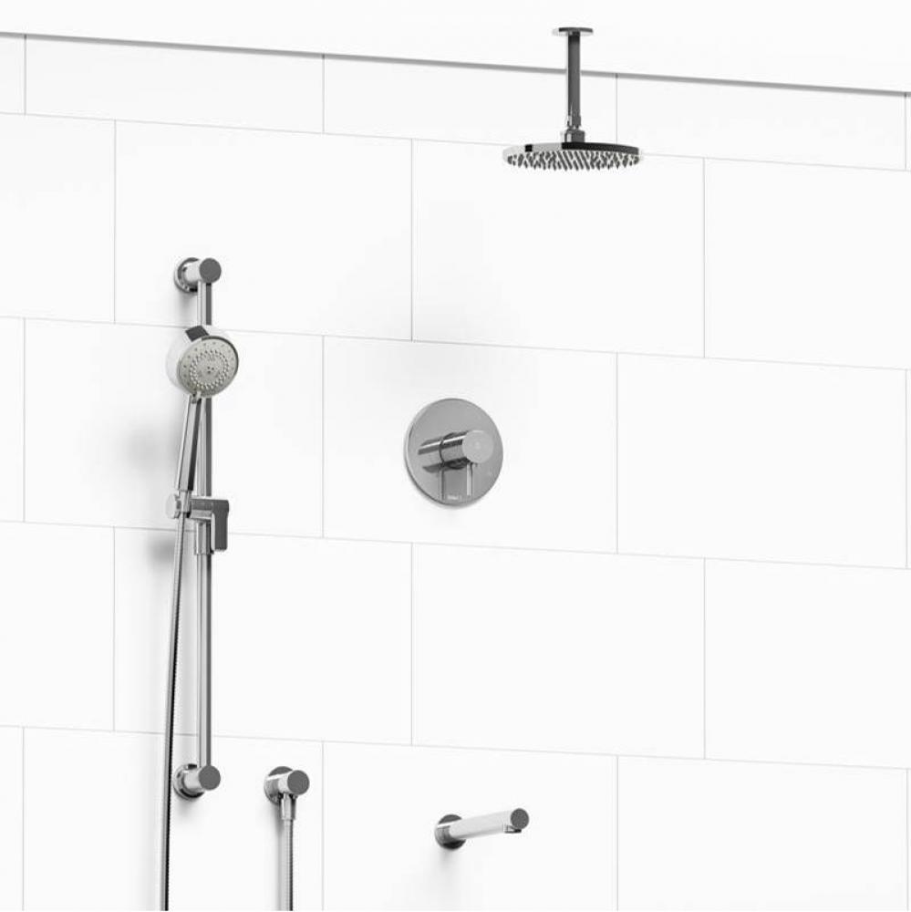 Type T/P (thermostatic/pressure balance) 1/2'' coaxial 3-way system with hand shower rai