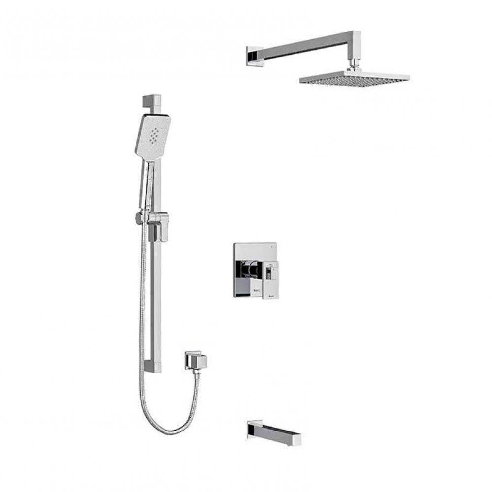 Type T/P (thermostatic/pressure balance)  1/2'' coaxial 3-way system with hand shower ra