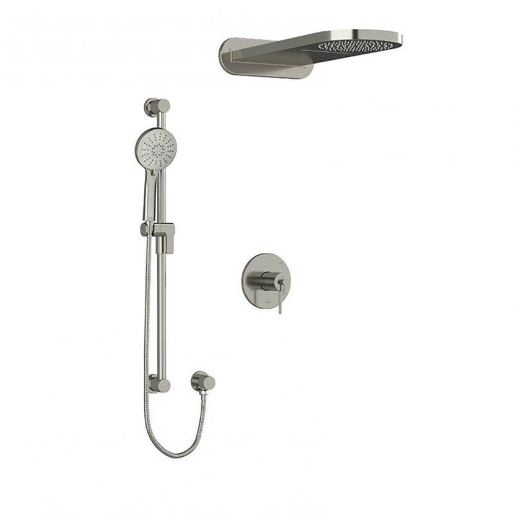 Type T/P (thermostatic/pressure balance) 1/2'' coaxial 3-way system with hand shower rai