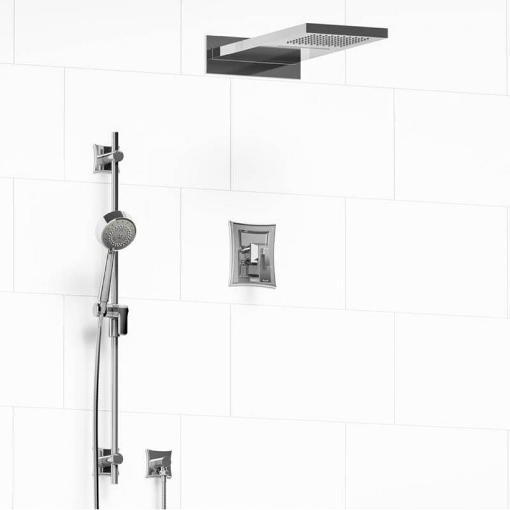 Type T/P (thermostatic/pressure balance) 1/2'' coaxial 3-way system with hand shower rai