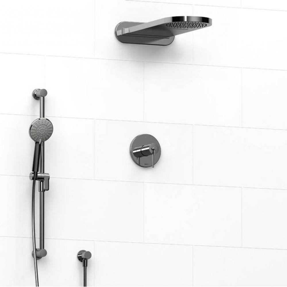 Type T/P (thermostatic/pressure balance)  1/2'' coaxial 3-way system with hand shower ra