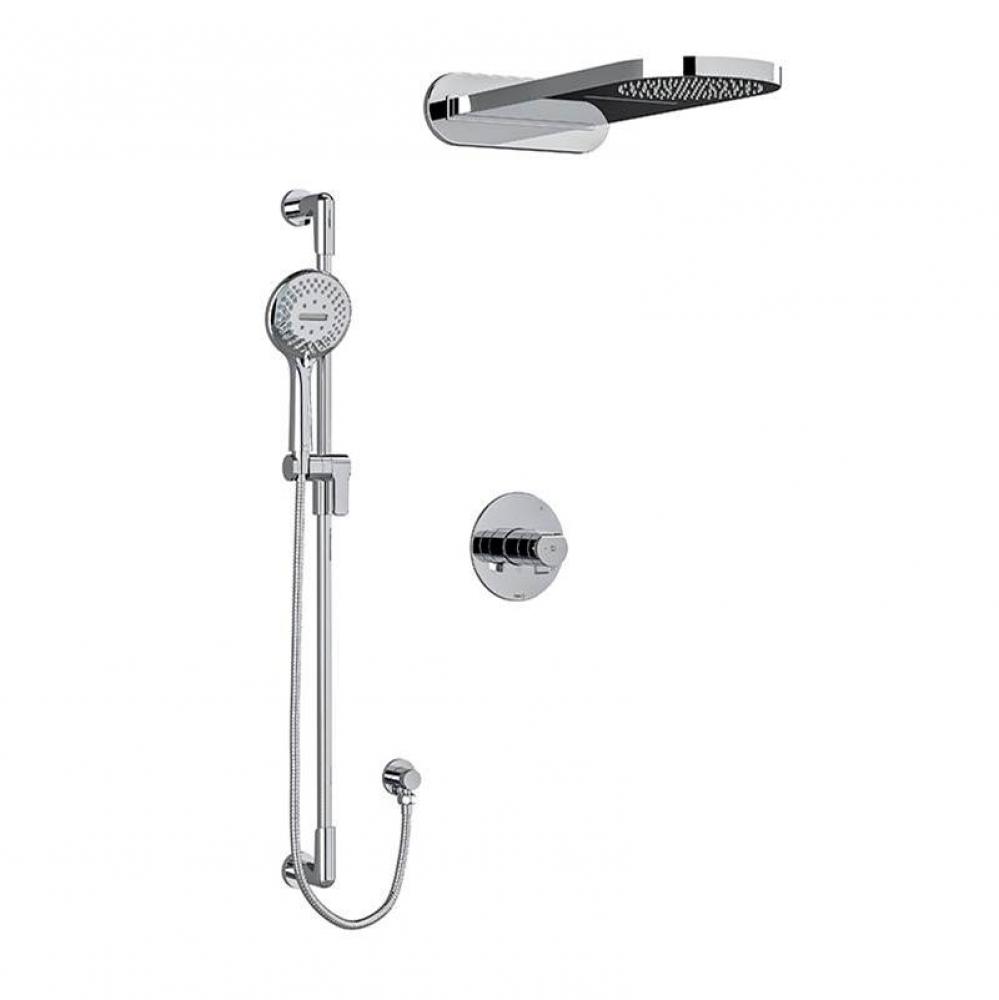 Type T/P (thermostatic/pressure balance) 1/2'' coaxial 3-way system with hand shower rai