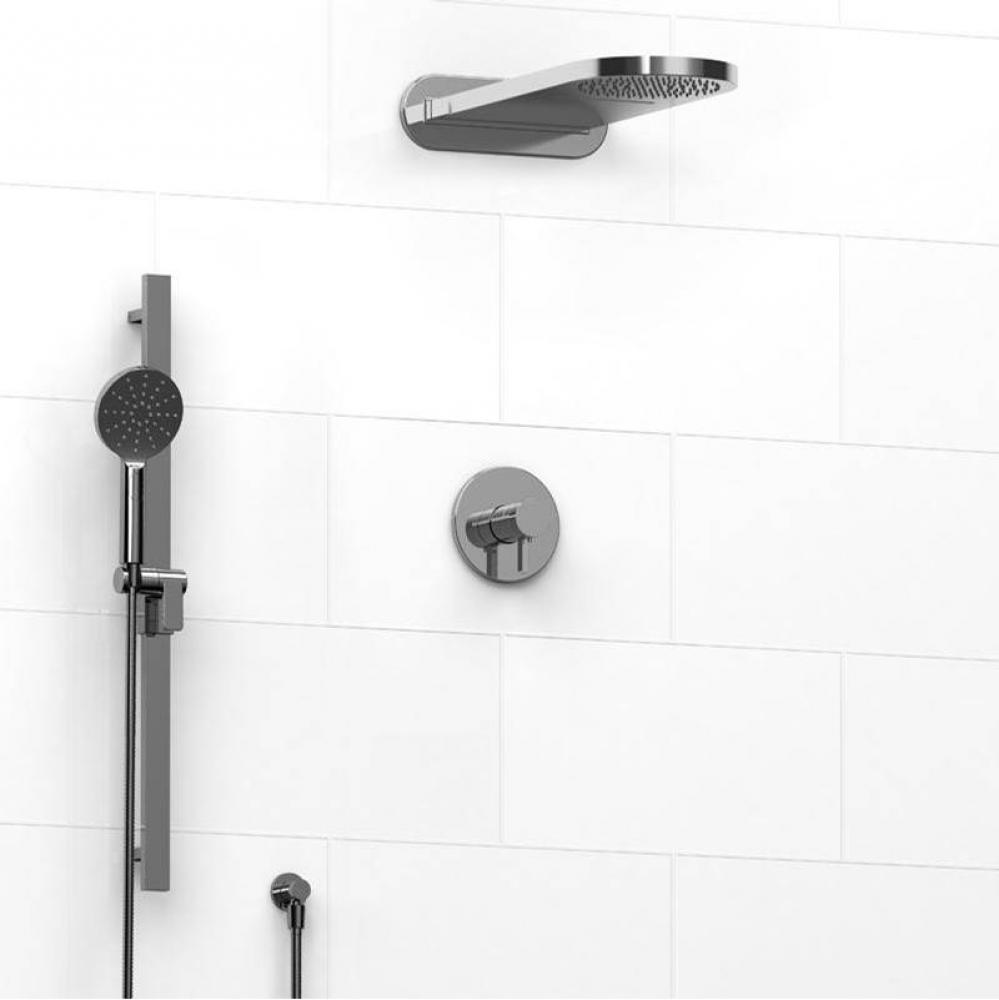 Type T/P (thermostatic/pressure balance) 1/2'' coaxial 3-way system with hand shower rai