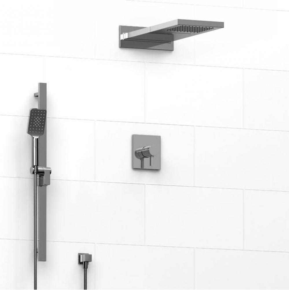 Type T/P (thermostatic/pressure balance) 1/2'' coaxial 3-way system with hand shower rai