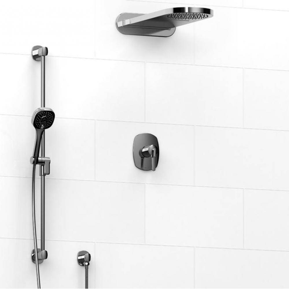 Type T/P (thermostatic/pressure balance) 1/2'' coaxial 3-way system with hand shower rai