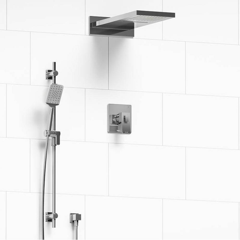 Type T/P (thermostatic/pressure balance) 1/2'' coaxial 3-way system with hand shower rai