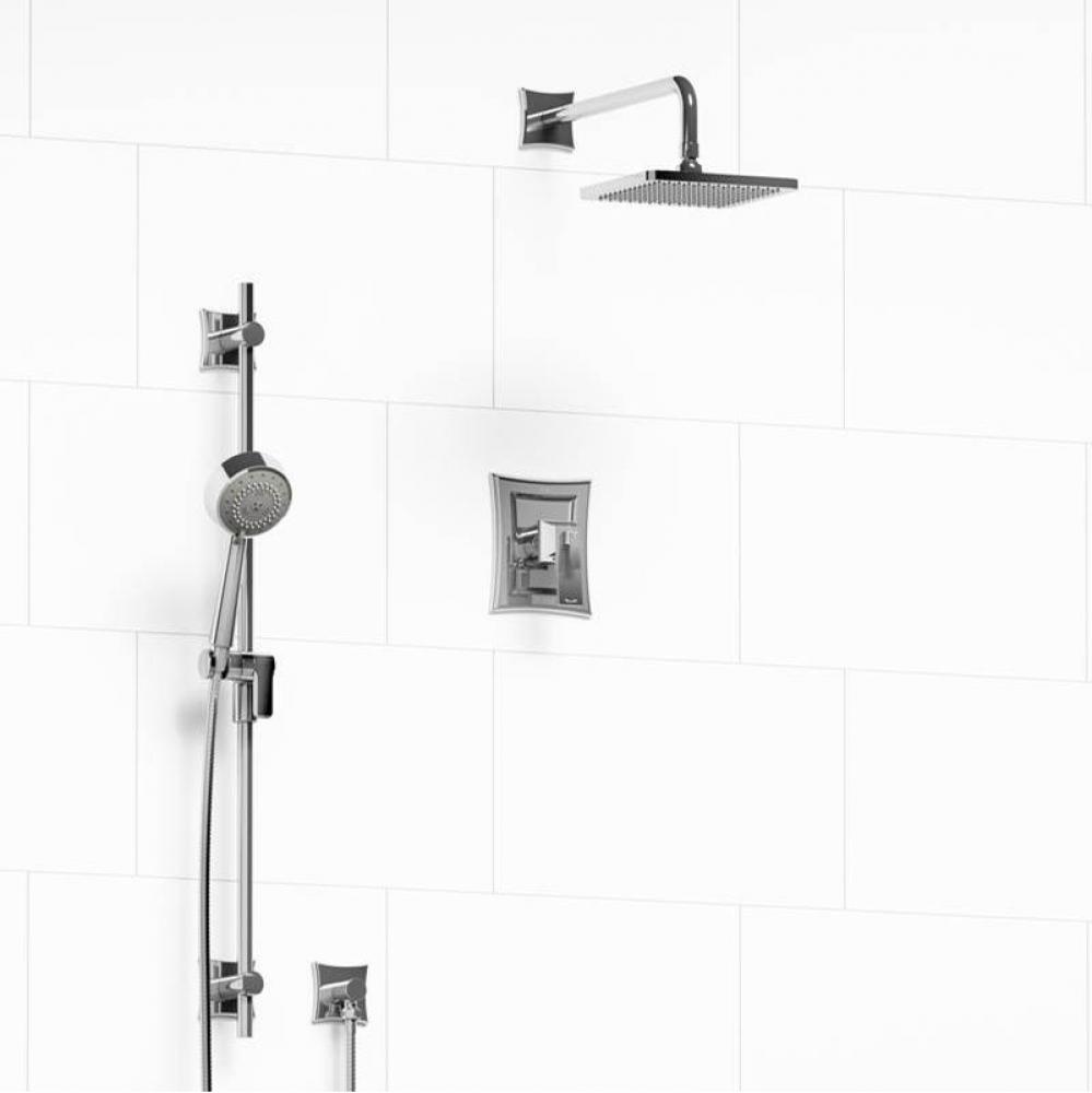 Type T/P (thermostatic/pressure balance) 1/2'' coaxial 2-way system with hand shower and