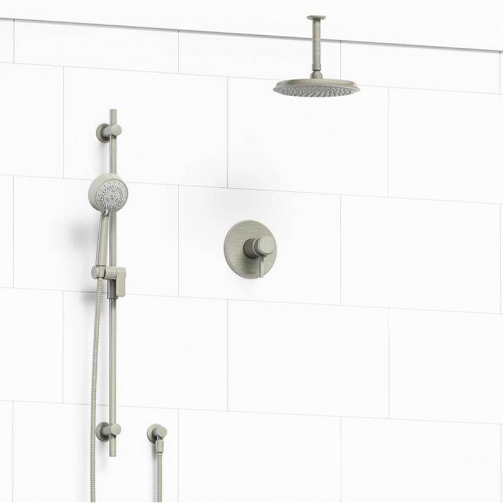 Type T/P (thermostatic/pressure balance) 1/2'' coaxial 2-way system with hand shower and