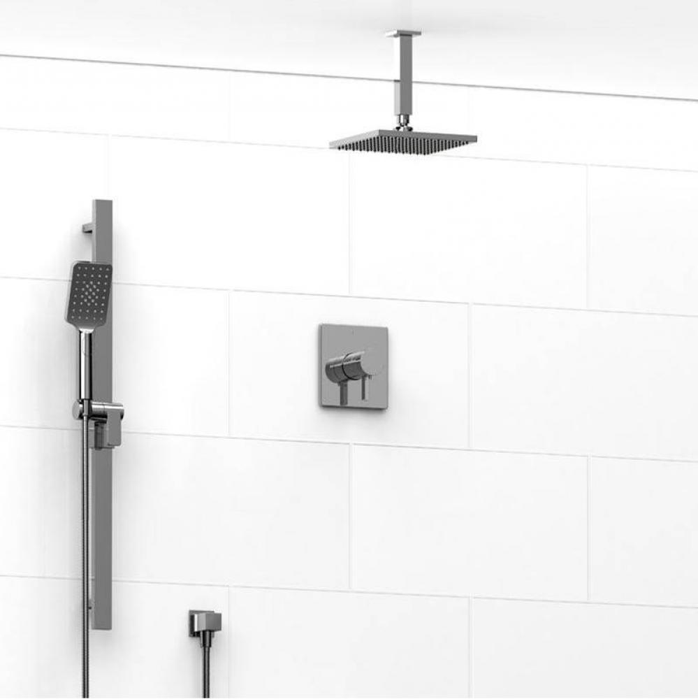 Type T/P (thermostatic/pressure balance) 1/2'' coaxial 2-way system with hand shower and