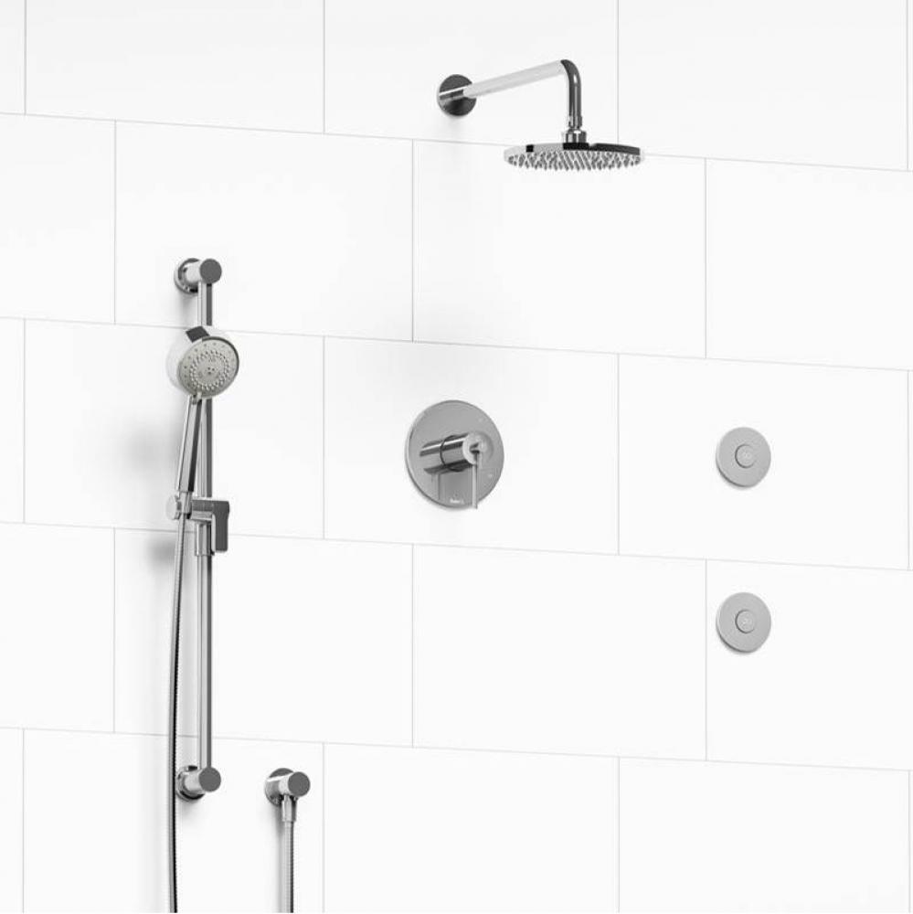 Type T/P (thermostatic/pressure balance) 1/2'' coaxial 3-way system, hand shower rail, e