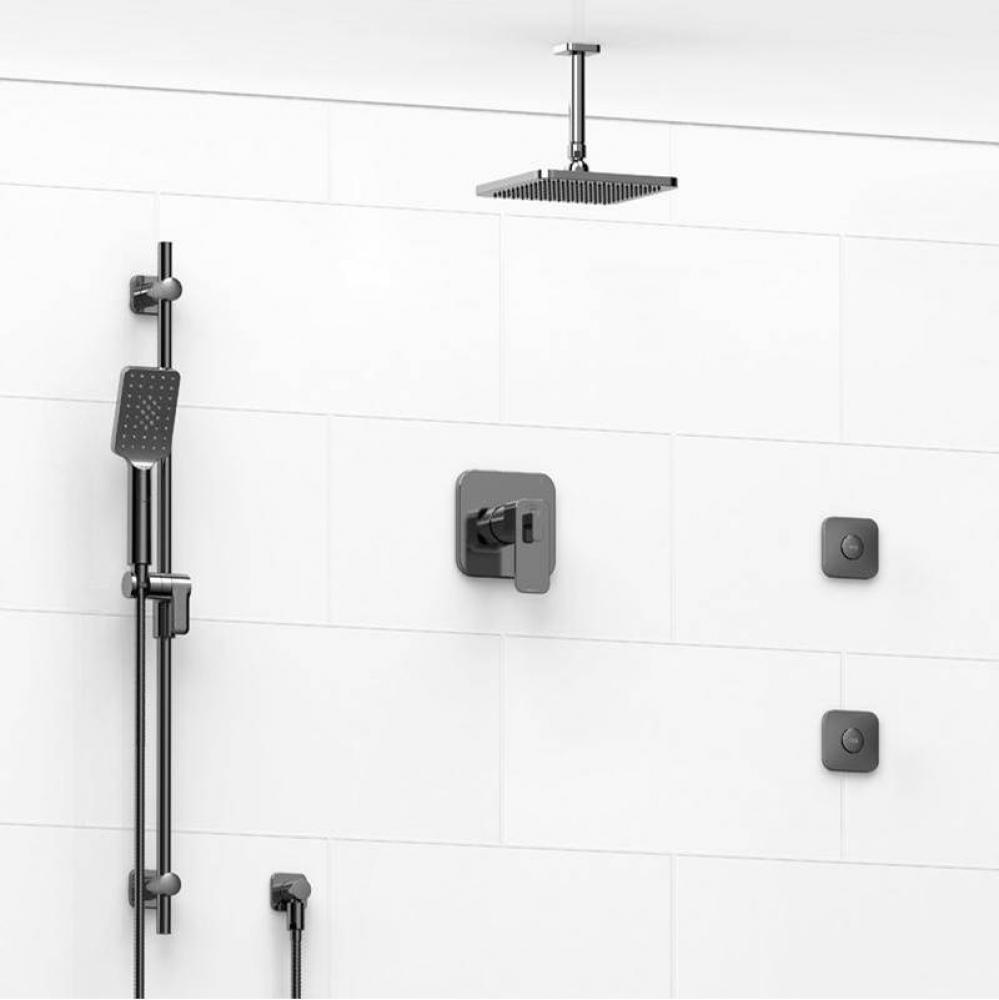 Type T/P (thermostatic/pressure balance) 1/2'' coaxial 3-way system, hand shower rail, e