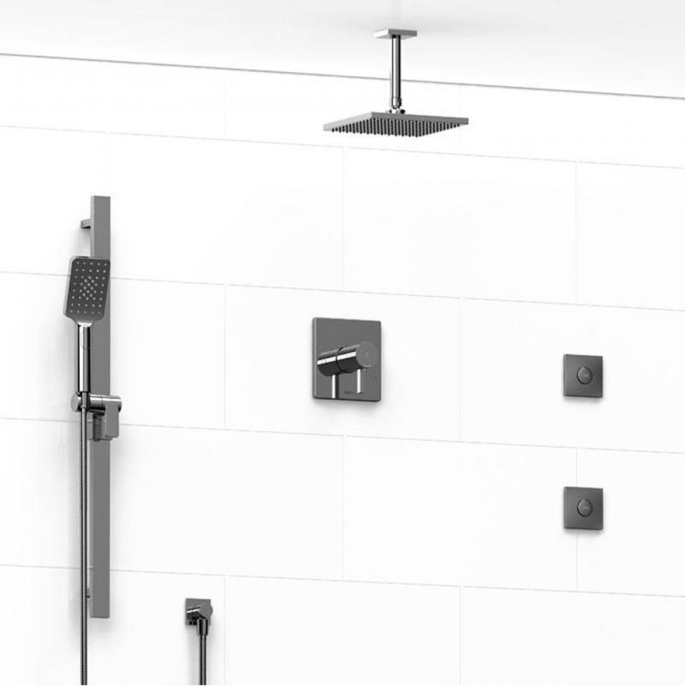 Type T/P (thermostatic/pressure balance) 1/2'' coaxial 3-way system, hand shower rail, e