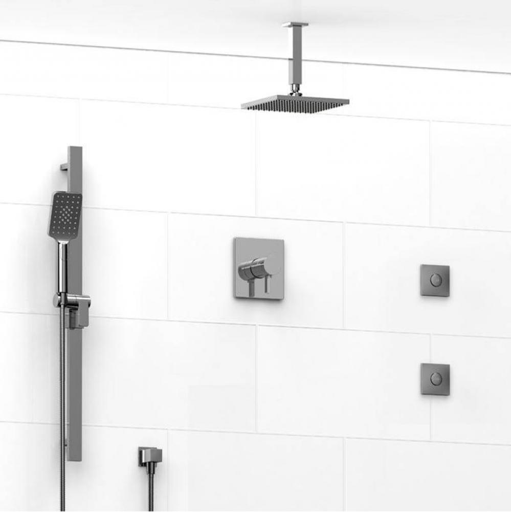 Type T/P (thermostatic/pressure balance) 1/2'' coaxial 3-way system, hand shower rail, e