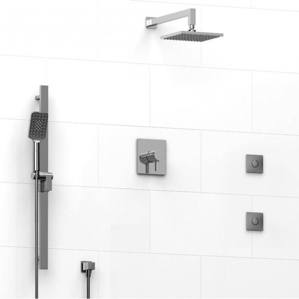 Type T/P (thermostatic/pressure balance) 1/2'' coaxial 3-way system, hand shower rail, e