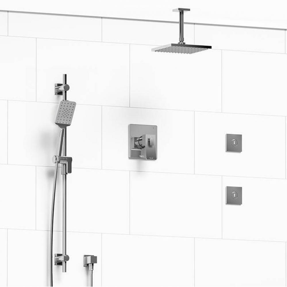 Type T/P (thermostatic/pressure balance) 1/2'' coaxial 3-way system, hand shower rail, e