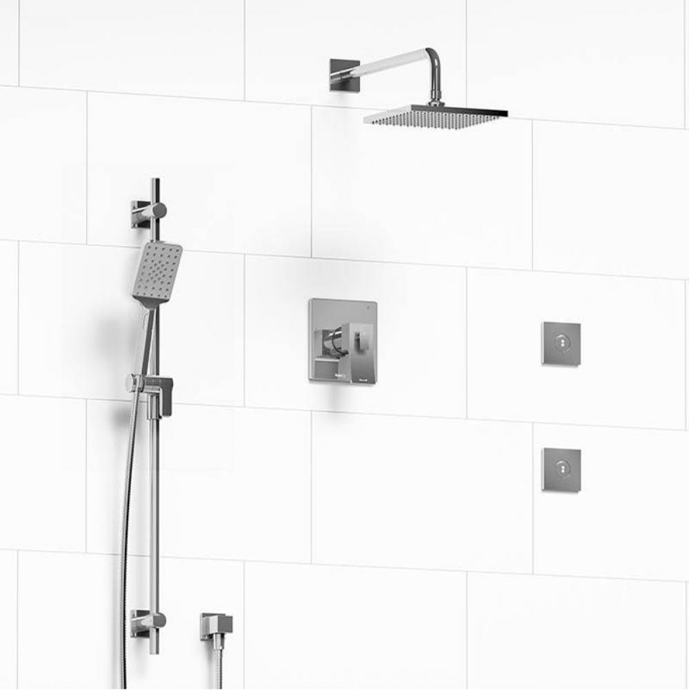 Type T/P (thermostatic/pressure balance) 1/2'' coaxial 3-way system, hand shower rail, e