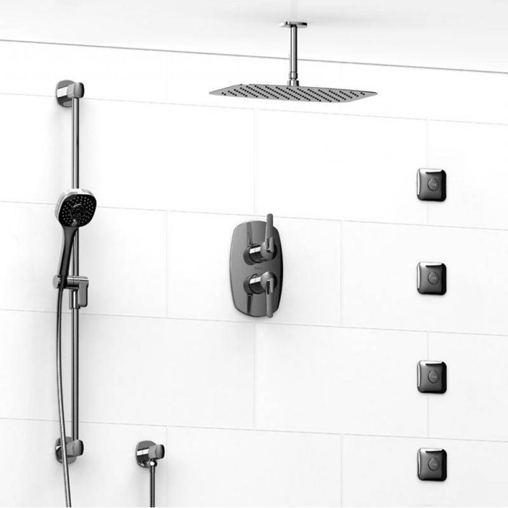 Type T/P (thermostatic/pressure balance) 3/4'' double coaxial system with hand shower ra