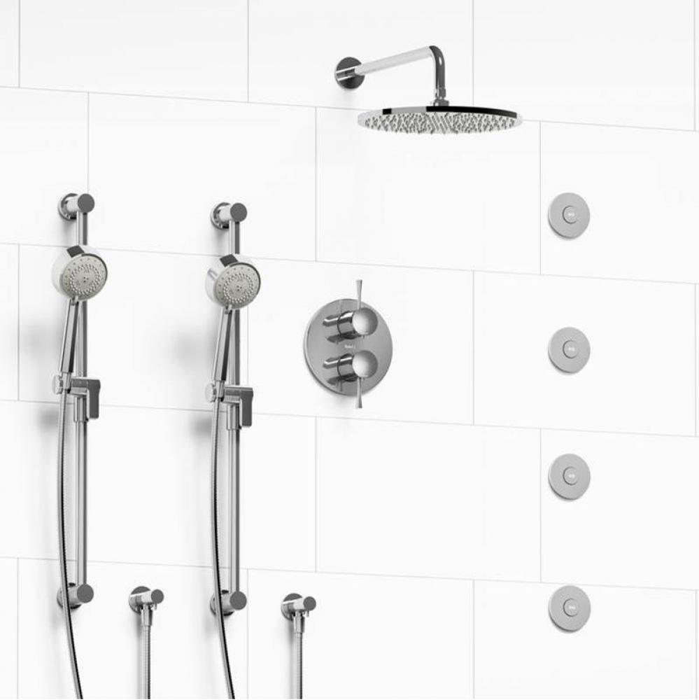 Type T/P (thermostatic/pressure balance) 3/4'' double coaxial system with 2 hand shower