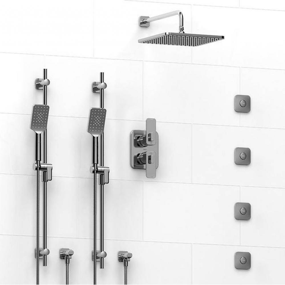 Type T/P (thermostatic/pressure balance) 3/4'' double coaxial system with 2 hand shower