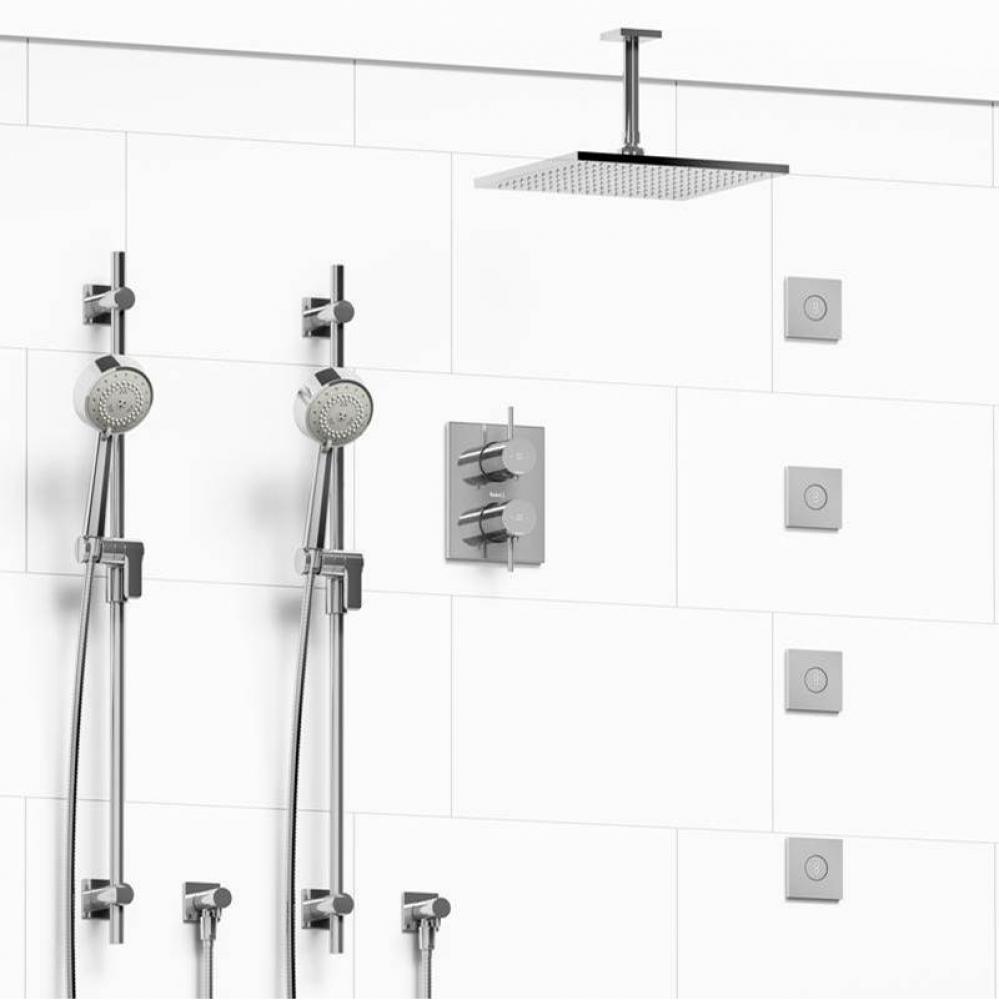 Type T/P (thermostatic/pressure balance) 3/4'' double coaxial system with 2 hand shower