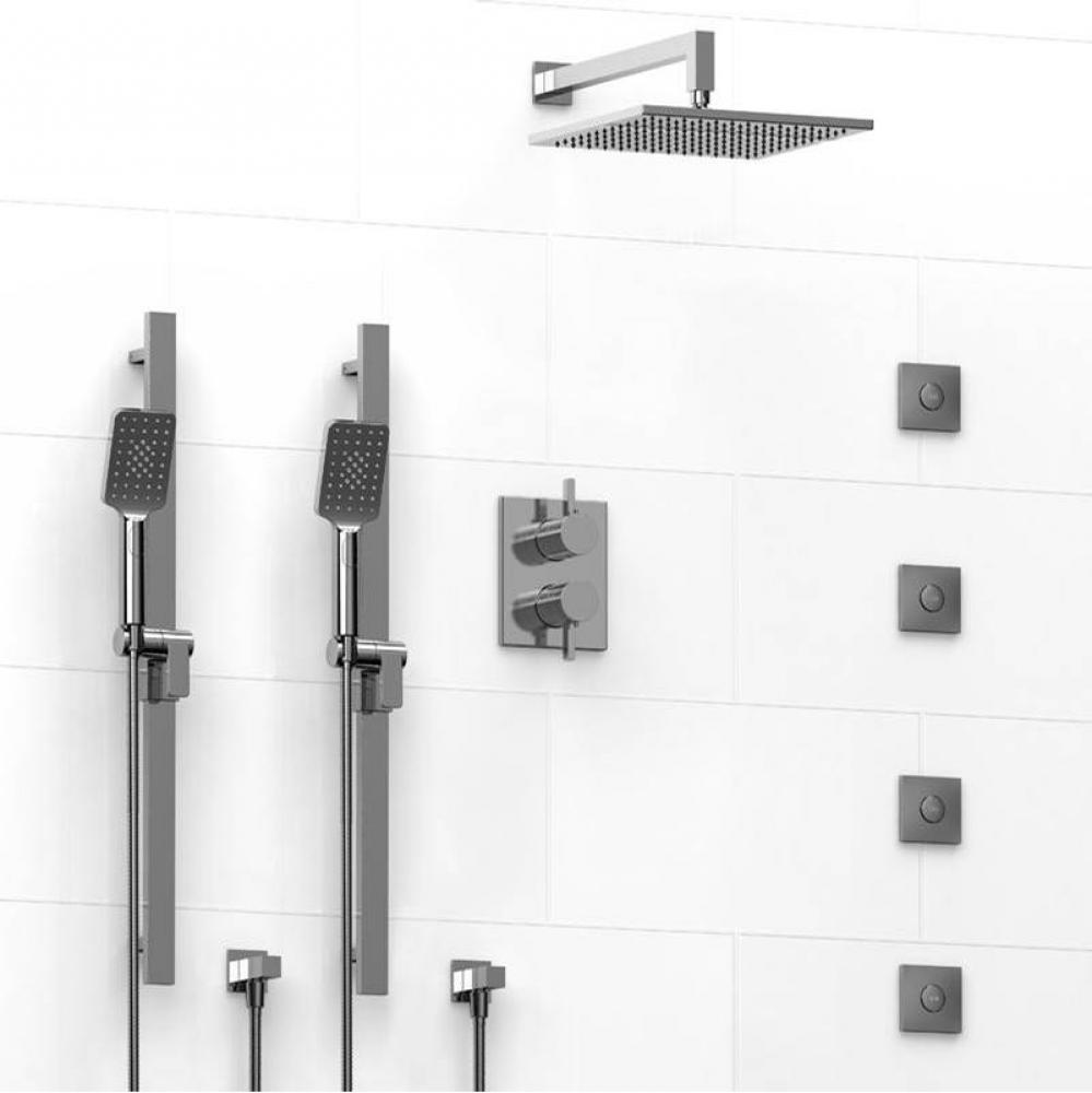 Type T/P (thermostatic/pressure balance) 3/4'' double coaxial system with 2 hand shower