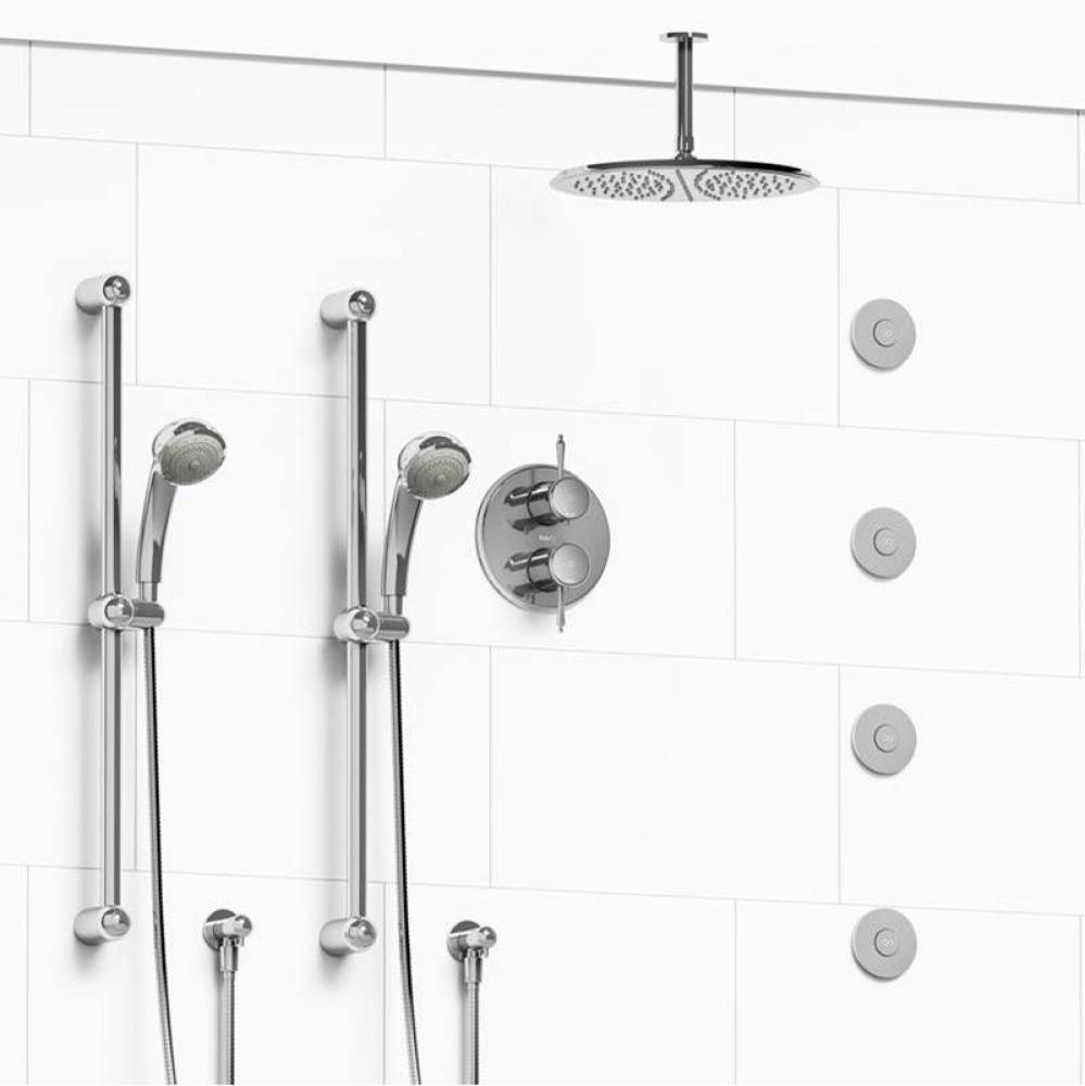 Type T/P (thermostatic/pressure balance) 3/4'' double coaxial system with 2 hand shower