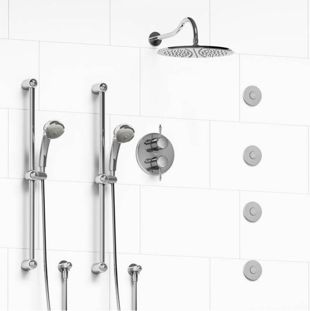 Type T/P (thermostatic/pressure balance) 3/4'' double coaxial system with 2 hand shower