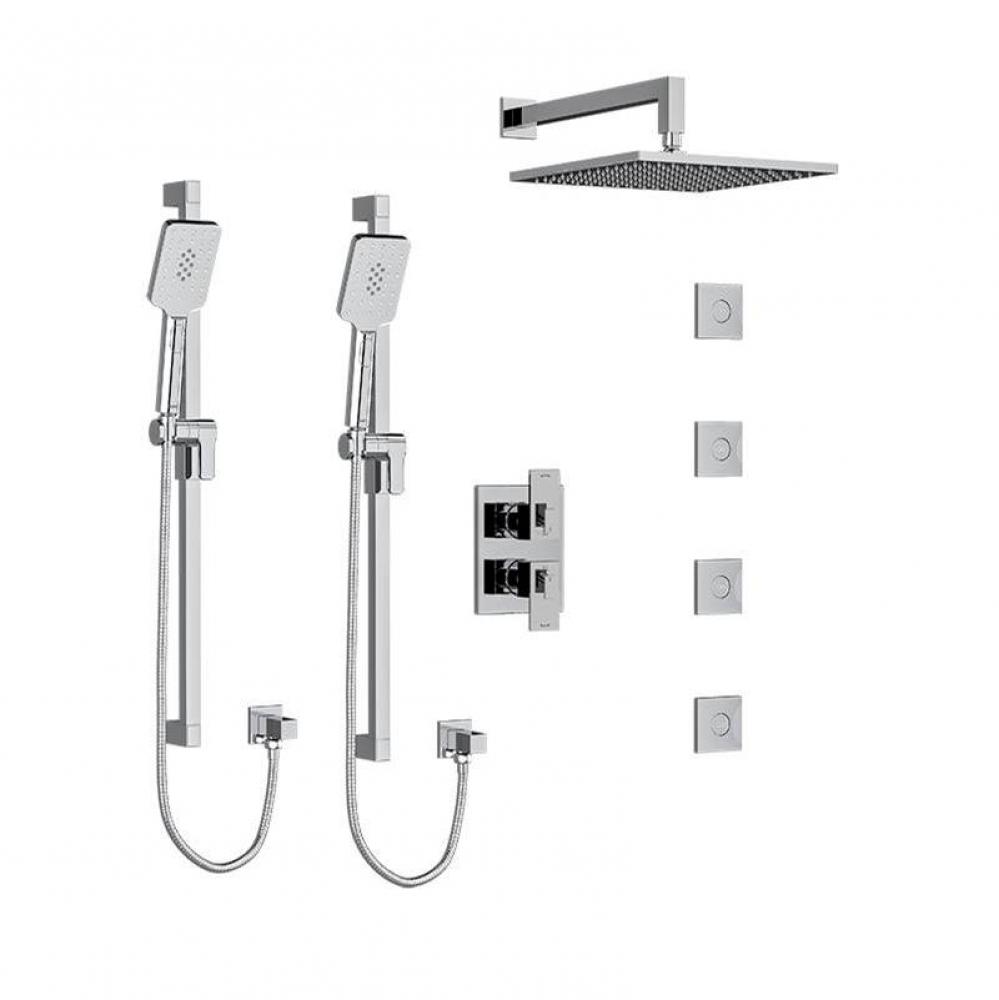 Type T/P (thermostatic/pressure balance)  3/4'' double coaxial system with 2 hand shower