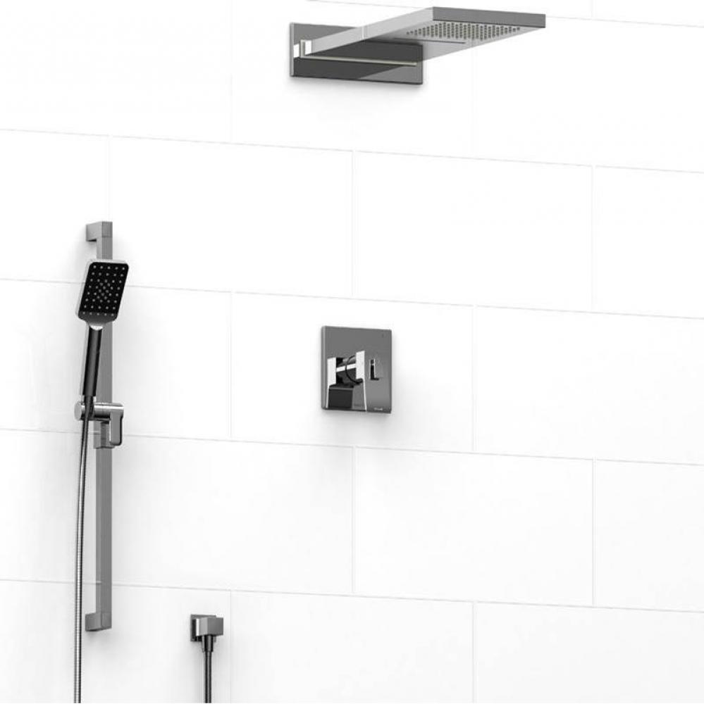 Type T/P (thermostatic/pressure balance) 1/2'' coaxial 3-way system with hand shower rai