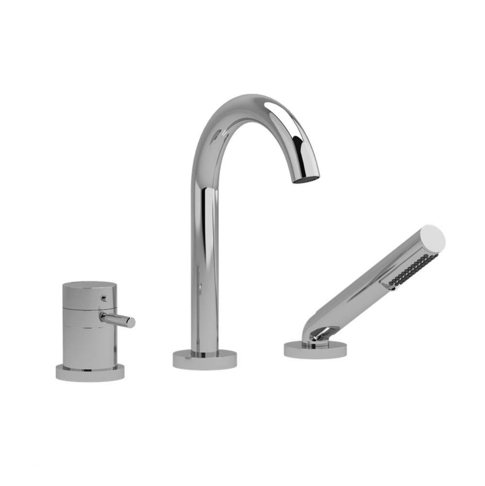 2-way 3-piece Type T (thermostatic) coaxial deck-mount tub filler with hand shower