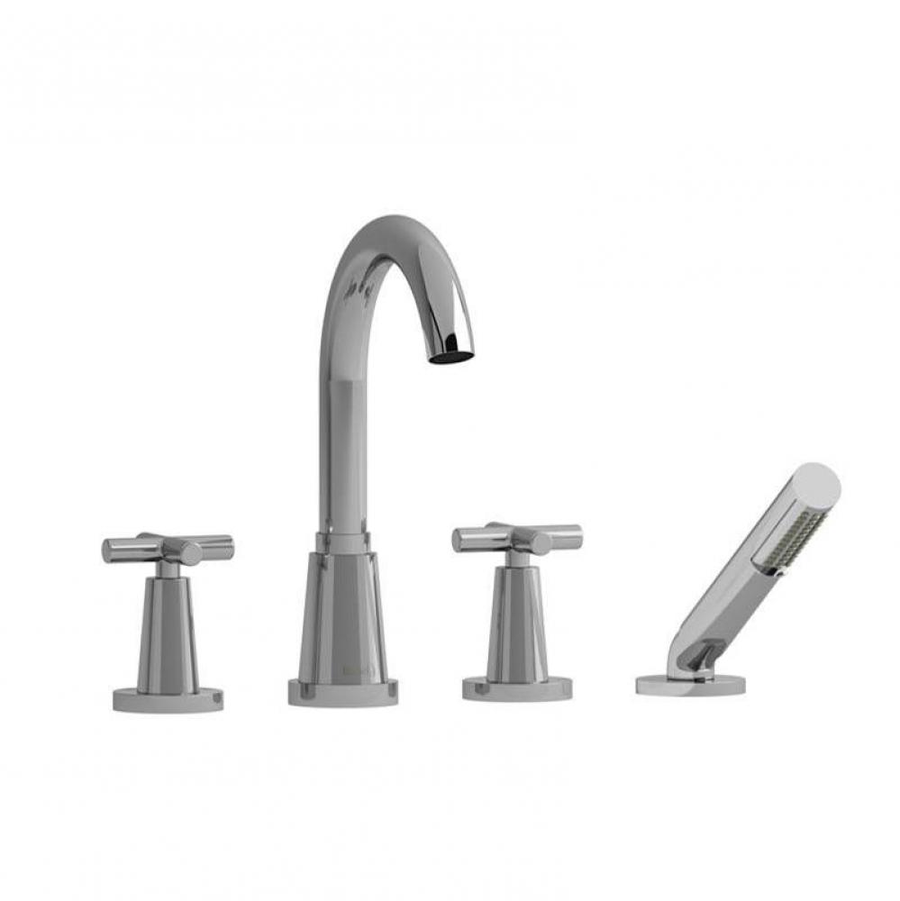 4-piece deck-mount tub filler with hand shower