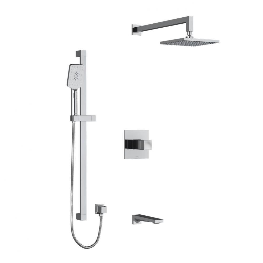 Type T/P (thermostatic/pressure balance) 1/2'' coaxial 3-way system with hand shower rai