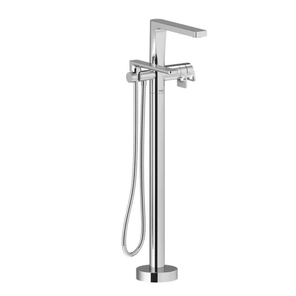 2-way Type T (thermostatic) coaxial floor-mount tub filler with hand shower trim