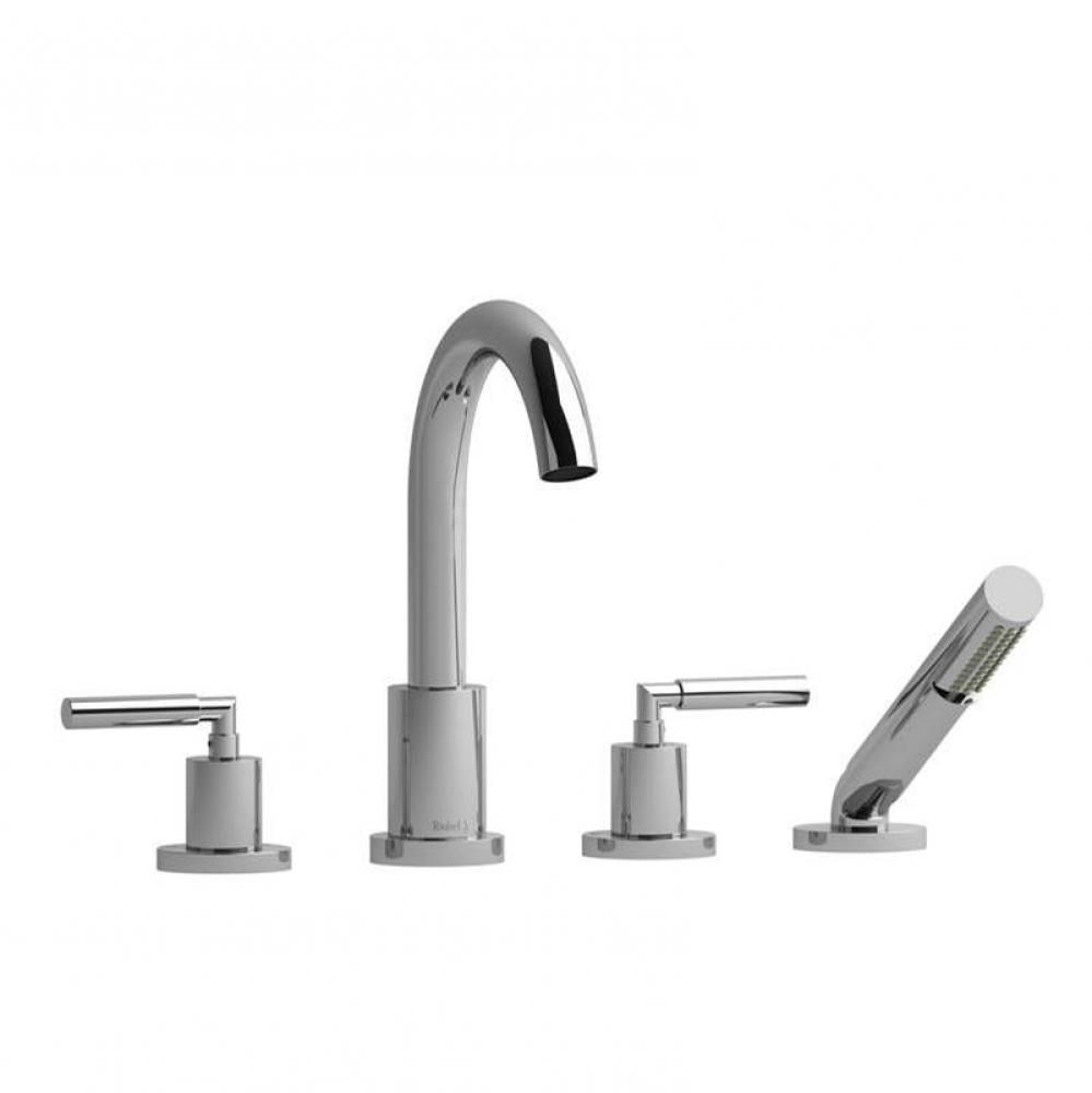 4-piece deck-mount tub filler with hand shower